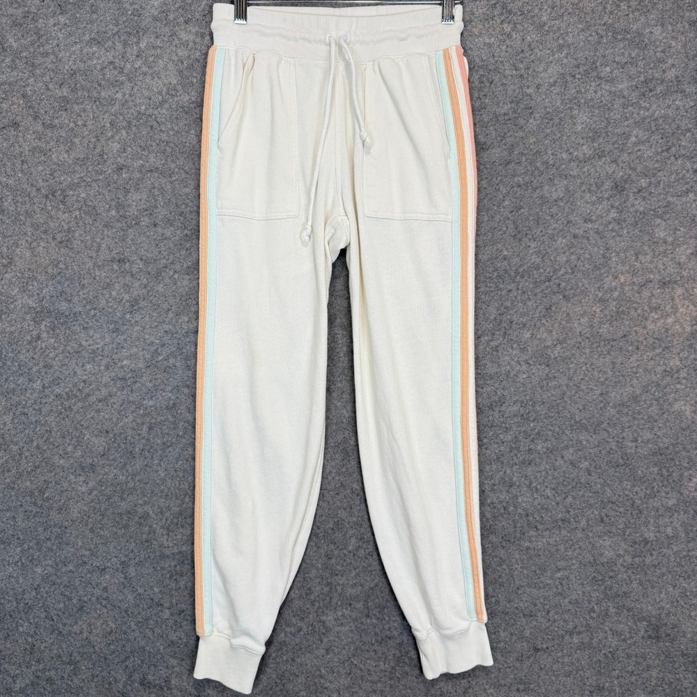 Faherty Molli Jogger Terry Sweatpants Women XS Striped Colorful Cream Drawstring